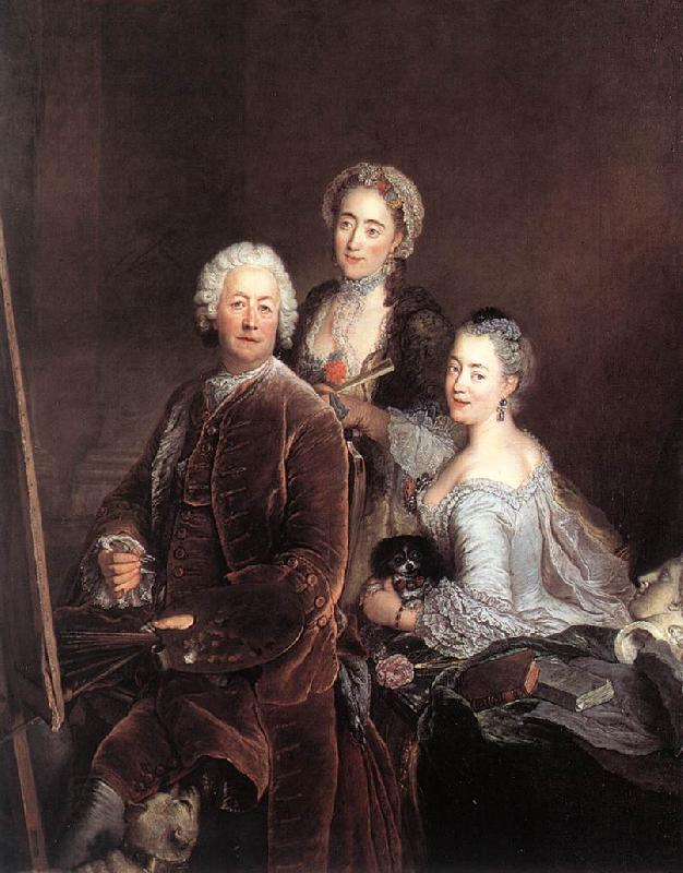 PESNE, Antoine Self-portrait with Daughters sg oil painting picture